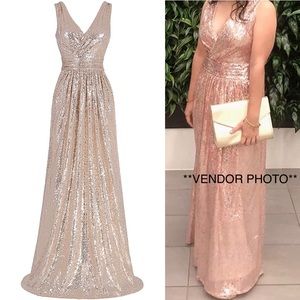 Size 16-18 Rose Gold Sequin Bridesmaid Prom Dress